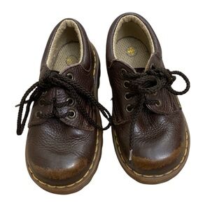 Vintage 90s chunky brown leather Dr martens toddler tie up shoes